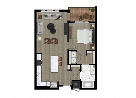 a floor plan of a room with a bedroom and a bathroom