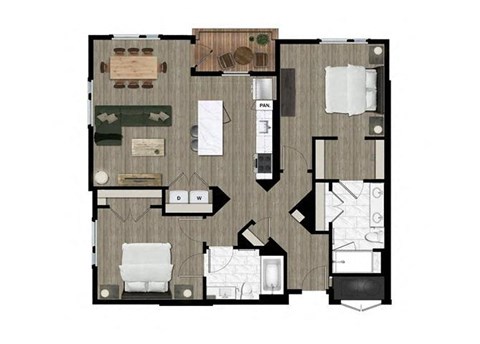 a floor plan of a room with a bedroom and a bathroom