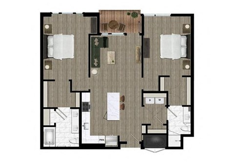a floor plan of a room with a bedroom and a bathroom