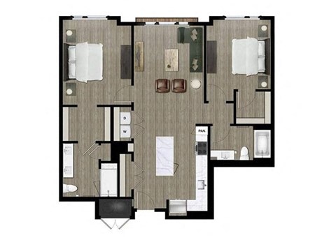 a floor plan of a house with a bedroom and a living room