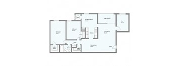 the evergreen floor plan of a 1 bedroom apartment