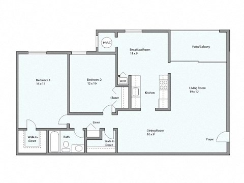 a floor plan of a bedroom floor plan with a blue