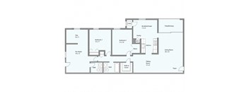 a floor plan of an apartment with blue floors and