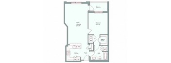 a floor plan of a unit with a bedroom and a bathroom