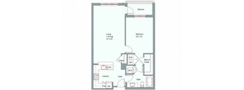 a floor plan of a unit with a bedroom and a bathroom