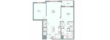 a floor plan of a unit with a bedroom and a bathroom