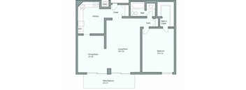 a floor plan of a house with a bedroom and a living room
