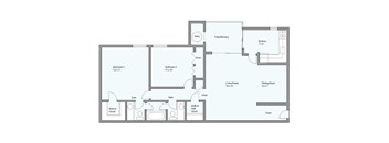 a floor plan of a living room and a bedroom