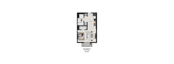 the studio 1 studio floor plan  studio 1  670 sq ft