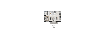 the residences studio 3 floor plan  studio 3  670 sq ft