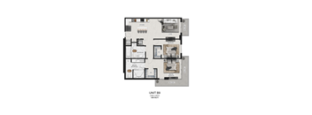 a floor plan of unit b3 of the unit 90 apartments at the residences at