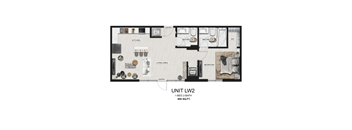 a floor plan of unit l122  1 bedroom  1190 square feet