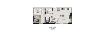 3 bedroom floor plan  apartments in the galleria  unit mgb