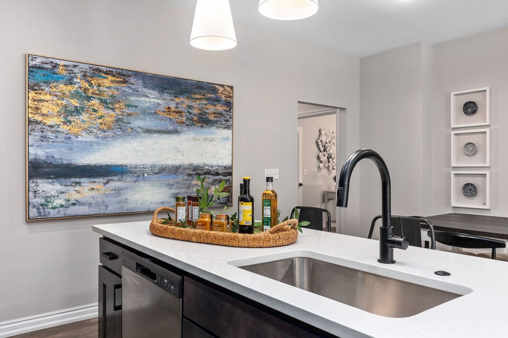 Stainless Steel Sink With Faucet In Kitchen at Encore at West Valley, Michigan, 48386