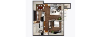 1 Bed 1 Bath Floor Plan at Panorama, Washington, 98065