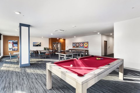 Billiards Table at Ovation at Meeker 55+ Senior Apartments, Kent, WA, 98032
