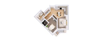 Adams Floorplan One-bedroom corner apartment floor plan at Kendrick Landing Apartments