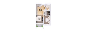 Rainier Floorplan One-bedroom apartment floor plan at Kendrick Landing Apartments in Lakewood, WA