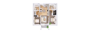 Baker Floorplan Two-bedroom apartment floor plan at Kendrick Landing Apartments in Lakewood, WA