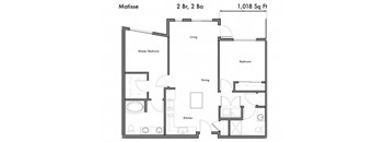 2 bedroom 2 bath Floor Plan  at Discovery West, Issaquah, WA