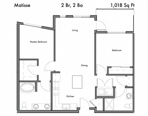 2 bedroom 2 bath Floor Plan  at Discovery West, Issaquah, WA