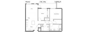 2 Bedroom 2 Bathroom Floor Plan at Discovery West, Issaquah, Washington