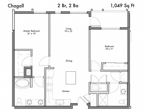 2 Bed 2 Bath Floor Plan at Discovery West, Washington, 98029