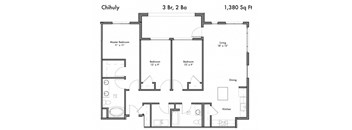 3 bedroom 2 bath Floor Plan at Discovery West, Washington