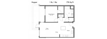 1 Bed 1 Bath Floor Plan at Discovery West, Washington