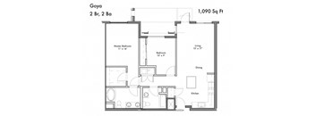 Two Bed Two Bath Floor Plan at Discovery West, Issaquah, Washington