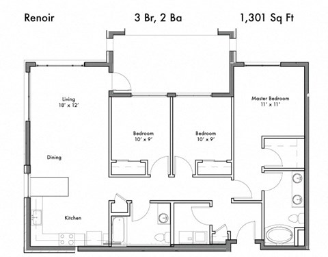 Three Bed Two Bath Floor Plan at Discovery West, Issaquah, WA, 98029