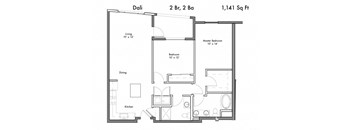 2 Bedroom 2 Bathroom Floor Plan at Discovery West, Issaquah