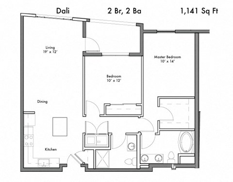 2 Bedroom 2 Bathroom Floor Plan at Discovery West, Issaquah
