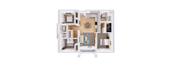 St. Helens Floorplan Three-bedroom corner apartment floor plan at Kendrick Landing Apartments
