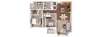 2 bedroom 2  bathroom Carroll Floorplan with 1101 square feet at Discovery Heights, Issaquah, WA