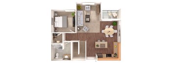 1 bedroom1  bathroom B Jackson Lower Floor Floorplan with 1795 square feet at Discovery Heights, Issaquah, Washington