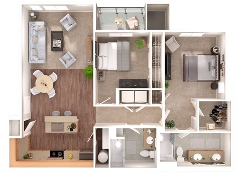 2 bedroom 2  bathroom C  Lyndon Floorplan Image with 1145 square feet at Discovery Heights, Issaquah, Washington