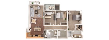 2 bedroom 2  bathroom C  Manchest Floorplan with 1382 square feet at Discovery Heights, Washington