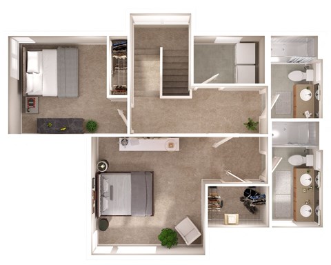 2 bedroom2  bathroom D Westmore Upper Floor Floorplan with 1561 square feet at Discovery Heights, Washington, 98029