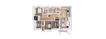 Olympus Floorplan Four-bedroom apartment floor plan at Kendrick Landing Apartments in Lakewood, WA