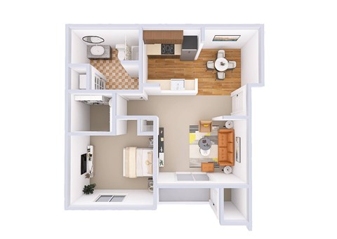 A white and wood bathroom with a toilet, sink, and mirror.