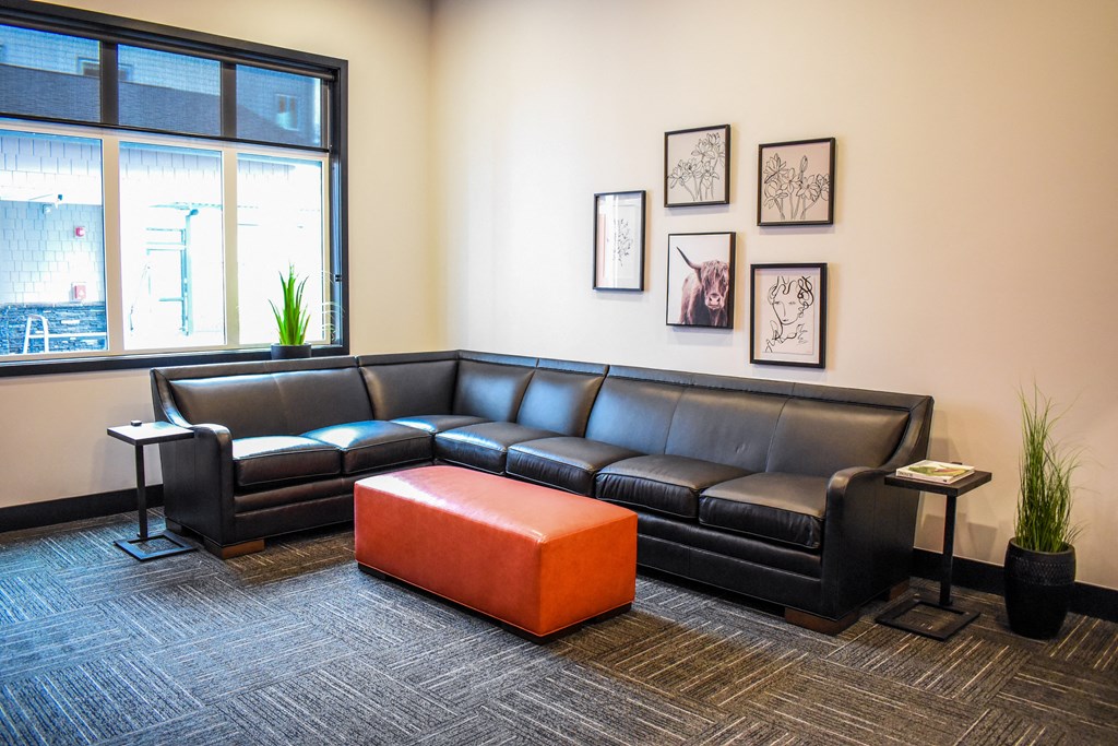 Game Room with Leather Couch at Manor Way, Everett