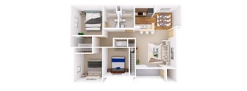 A diagram of a house layout with different rooms labeled.