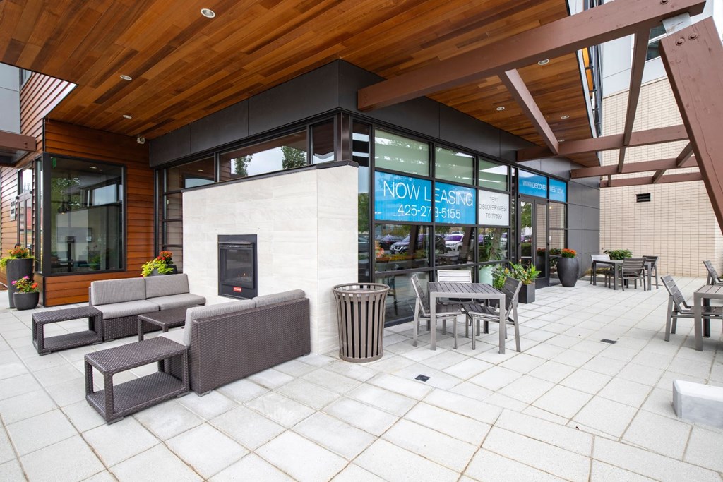 Outdoor Fireplace Lounge at Discovery West, Issaquah, Washington
