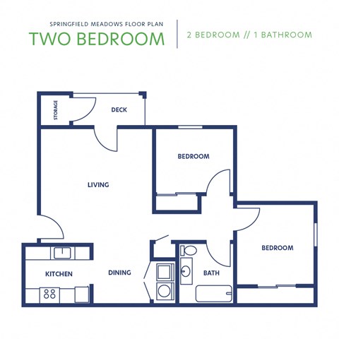 a floor plan of two bedrooms with a bathroom and a kitchen