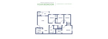 a floor plan of four bedroom apartment with roommates