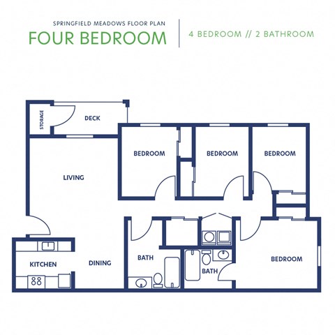 a floor plan of four bedroom apartment with roommates