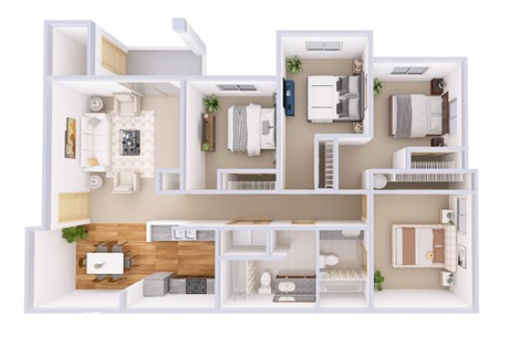 A white floor plan of a house with multiple rooms.