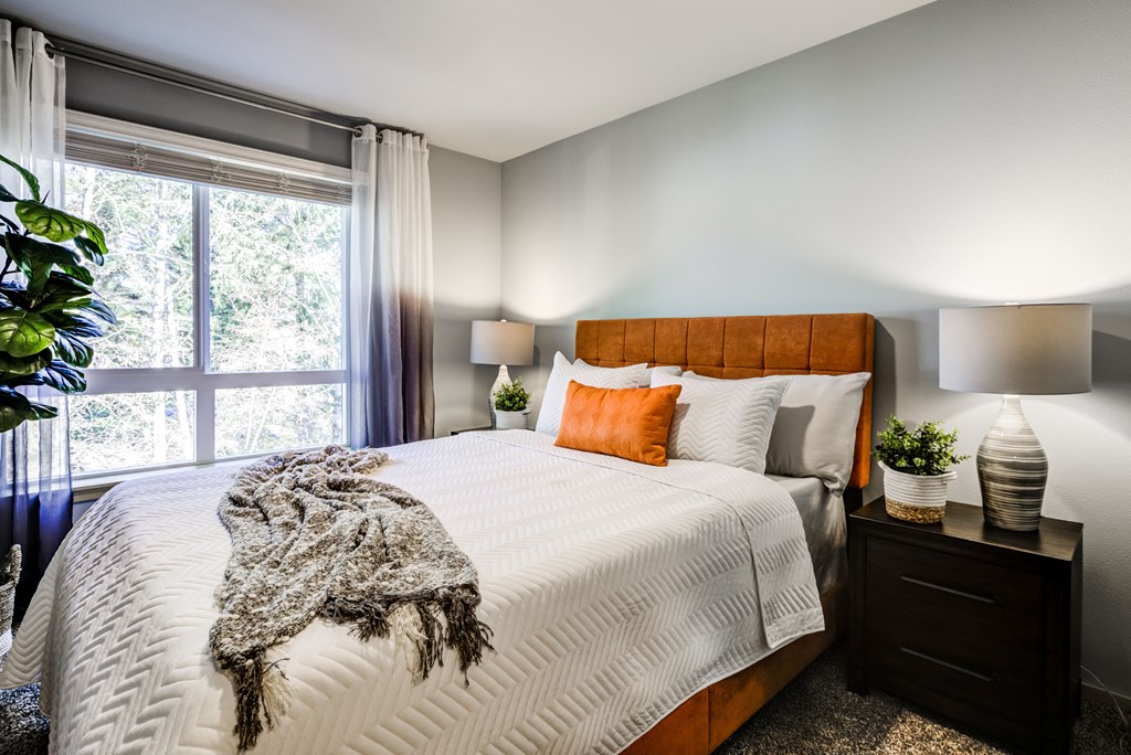 Gorgeous Bedroom with Wide Windows at Manor Way Apartments, Everett, Washington