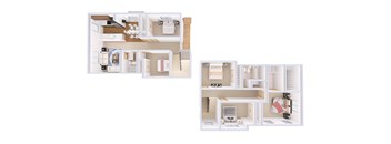 A floor plan of a two-bedroom apartment.